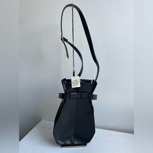 Minimalist French Structured‎ Black Shoulder Bag Architectural Bucket 90s/00s